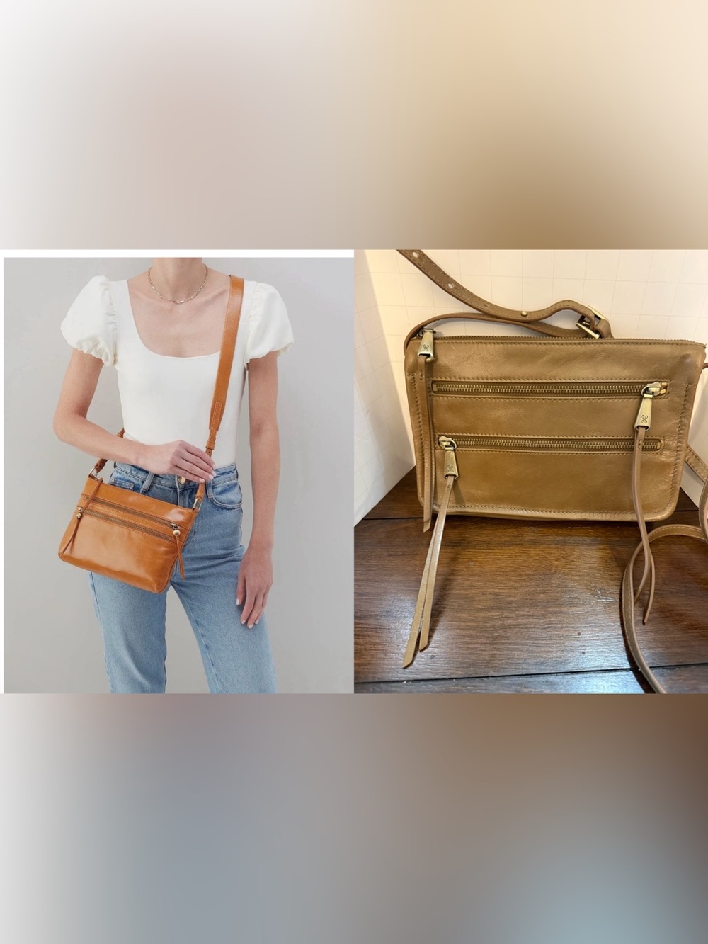 NWTs HOBO 'Mission' Cameo Metallic Leather Crossbody & Shoulder Bag